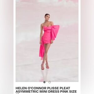 NWT Helen O’Connor plisse pleat asymmetric pink mini dress size 4